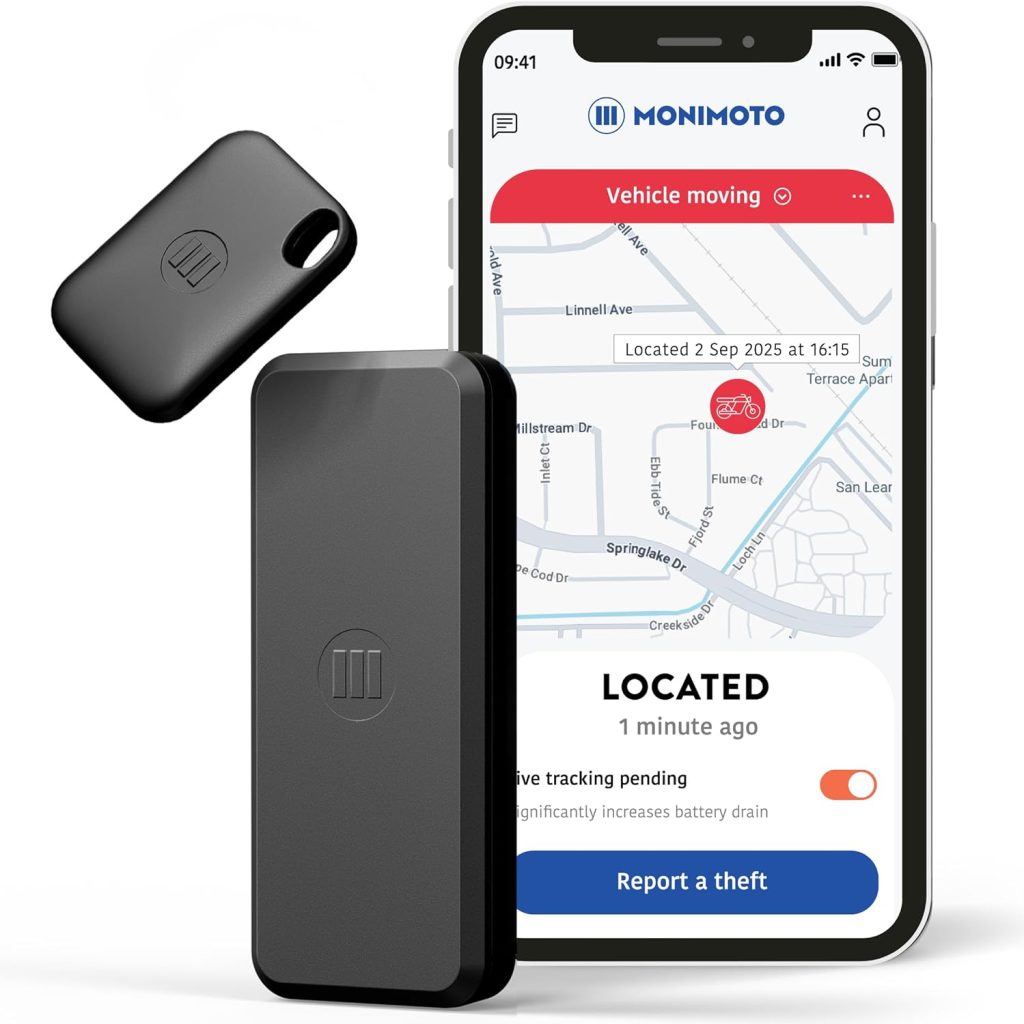 Monimoto 9 GPS tracker for motorcycles with phone app tracking